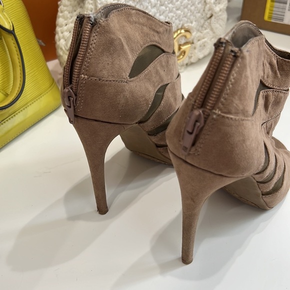 Nine West Faux Suede Peep Toe Booties - Picture 4 of 15